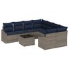 vidaXL Sofa S&aelig;t 9 stk. 8-Antal s&aelig;der Gr&aring; og Marinebl&aring; polyrattan