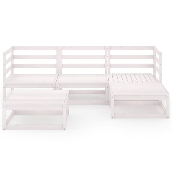 vidaXL lounges&aelig;t til haven 5 dele massivt fyrretr&aelig; hvid