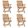 vidaXL foldbare havestole 4 stk. med hynder massivt teaktræ