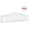 vidaXL buede gabionkurve 15 stk. 200x50x40/60 cm galvaniseret jern