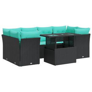 vidaXL sofas&aelig;t til haven 7 dele med hynder polyrattan akacietr&aelig; sort