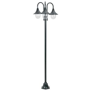 vidaXL havestolpelampe E27 220 cm aluminium 3 lanterner m&oslash;rkegr&oslash;n