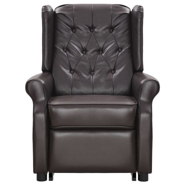 vidaXL massagestol med løftefunktion kunstlæder blank brun