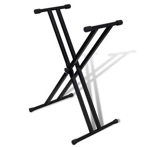 Justerbart, dobbelt afstivet keyboardstativ med X-ramme