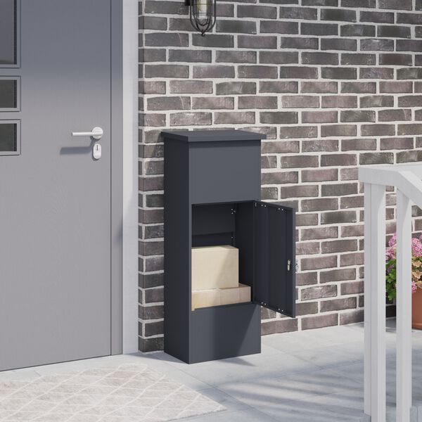 vidaXL Pakke drop boks med d&oslash;r Antracit 44,5 x 29 x 110,5 cm St&aring;l