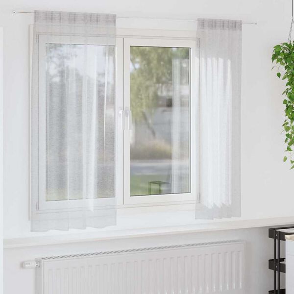 vidaXL Voile Gardin med gardiner 2 pcs Lysegrå 175 x 140 cm Polyester