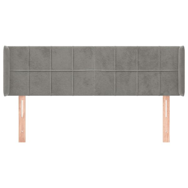 vidaXL sengegavl med kanter 147x16x78/88 cm fl&oslash;jl lysegr&aring;