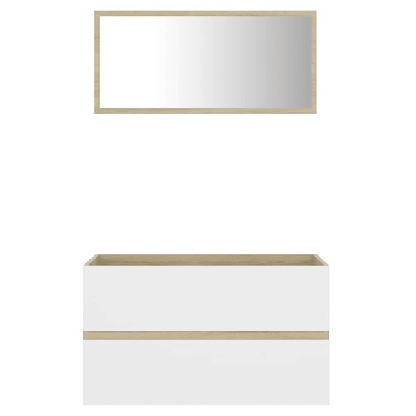 vidaXL badev&aelig;relsesm&oslash;bels&aelig;t 2 dele sp&aring;nplade hvid og sonoma-eg