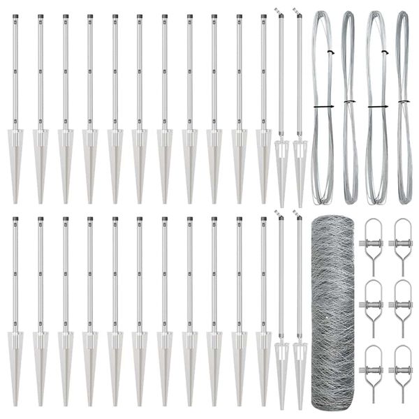 vidaXL Hegn med stolper Sølv 0.5 x 50 m PVC-belagte stål