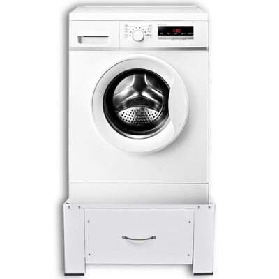 vidaXL piedestal til vaskemaskine hvid med skuffe