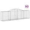 vidaXL buede gabionkurve 3 stk. 300x50x80/100 cm galvaniseret jern