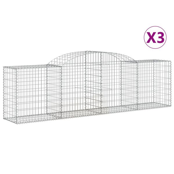 vidaXL buede gabionkurve 3 stk. 300x50x80/100 cm galvaniseret jern