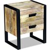 vidaXL sidebord med 2 skuffer massivt mangotr&aelig; 43x33x51 cm