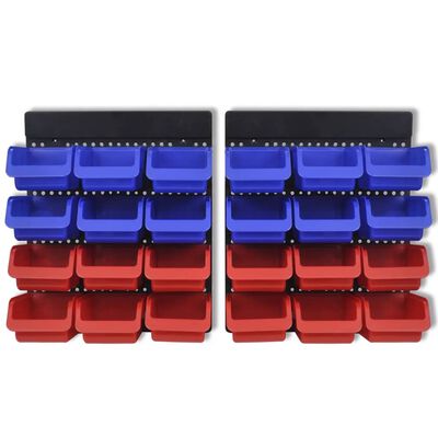 vidaXL 2 stk. vægmonterbar værktøjsorganisator blå og rød