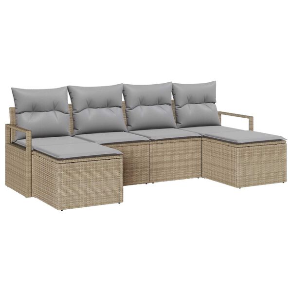 vidaXL Sofa Sæt 6 pcs Beige polyrattan
