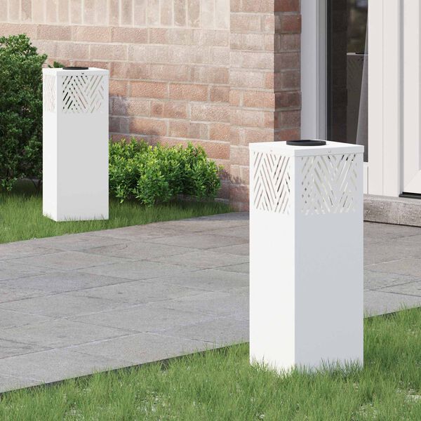 vidaXL Solar LED sti lys 2 pcs Hvid Koldvalset St&aring;l