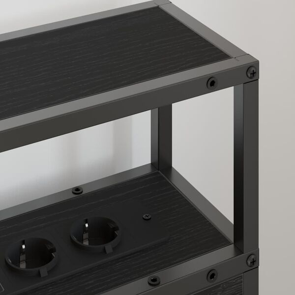 vidaXL Opbevaringshovedgavl med hylde Sort eg 90 cm Konstrueret tr&aelig;