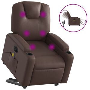 vidaXL massagestol med l&oslash;ftefunktion kunstl&aelig;der brun