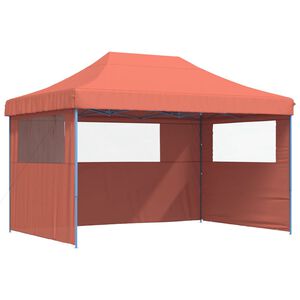 vidaXL foldbart pop-up festtelt med 3 sidev&aelig;gge terracotta