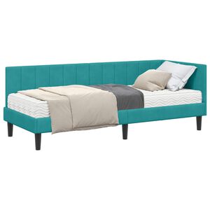 vidaXL Hj&oslash;rnesengramme med Madras 2 stk. Turkis 80 x 200 cm Fl&oslash;jl
