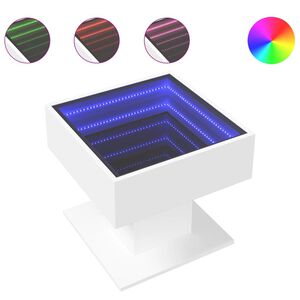 vidaXL sofabord med LED-lys 50x50x45 cm konstrueret tr&aelig; hvid