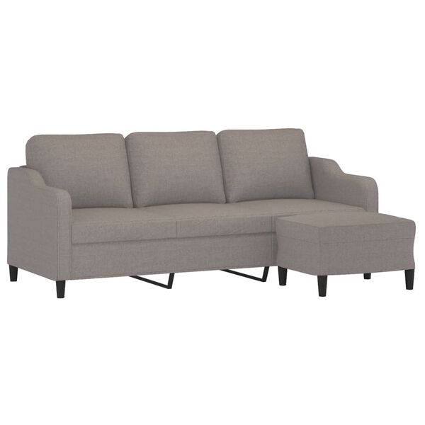 vidaXL 3-personers sofa med fodskammel 180 cm stof Gr&aring;brun