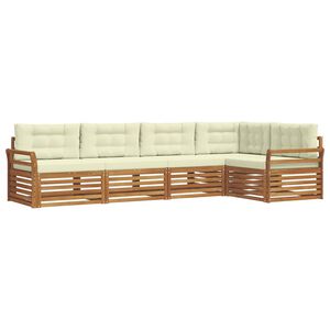 vidaXL Udend&oslash;rs sofagruppe med pude 5 pcs Naturlig og Fl&oslash;de