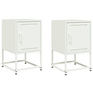 vidaXL sengeborde 2 stk. 36x39x60,5 cm st&aring;l hvid
