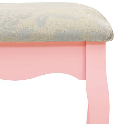 vidaXL kosmetikbord med taburet 65x36x128 cm kejsertræ MDF pink
