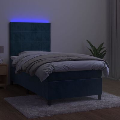 vidaXL kontinentalseng med LED-lys 80x200 cm velour mørkeblå