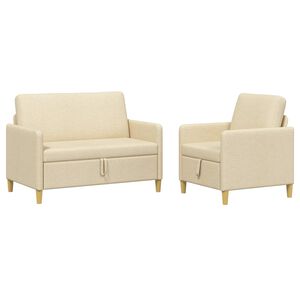 vidaXL Sofa s&aelig;t med opbevaring 2 stk. Cremefarvet Polyester
