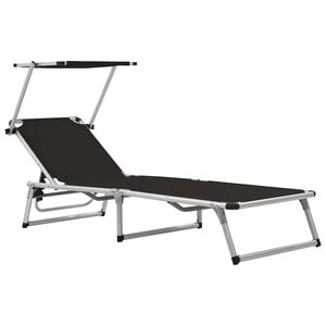 vidaXL foldbar liggestol med tag aluminium og textilene sort
