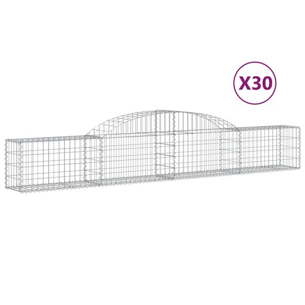 vidaXL buede gabionkurve 30 stk. 300x30x40/60 cm galvaniseret jern