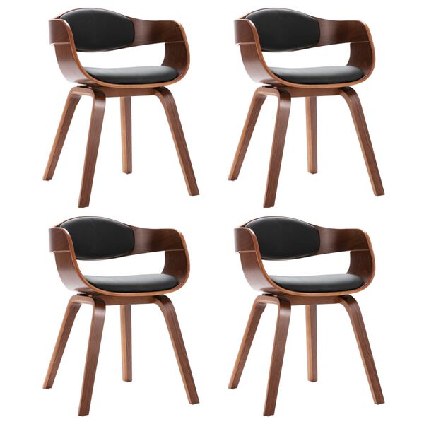 vidaXL spisebordsstole 4 stk. bøjet træ og kunstlæder brun