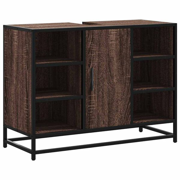 vidaXL underskab til h&aring;ndvask 80x33x60 cm konstrueret tr&aelig; brunt egetr&aelig;