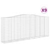 vidaXL buede gabionkurve 9 stk. 400x50x160/180 cm galvaniseret jern