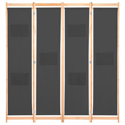 vidaXL 4-panels rumdeler 160 x 170 x 4 cm stof grå