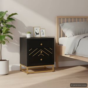 vidaXL sengeskab 40x30x50 cm massivt mangotr&aelig; sort og guldfarvet