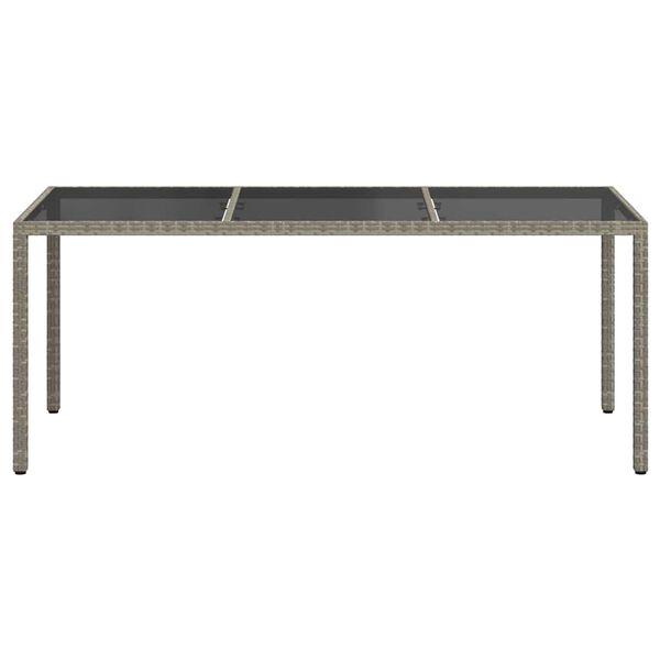 vidaXL havebord 190x90x75 cm h&aelig;rdet glas og polyrattan gr&aring;