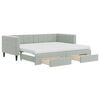 vidaXL daybed med udtr&aelig;k og skuffer 90x200 cm velour lysegr&aring;