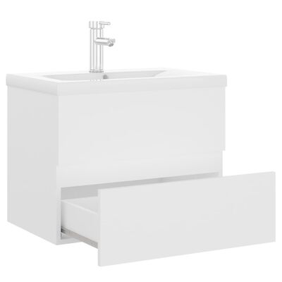 vidaXL vaskeskab med indbygget håndvask konstrueret træ hvid