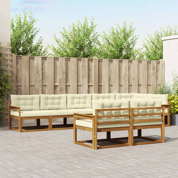 vidaXL Udend&oslash;rs sofagruppe med pude 8 pcs Naturlig og Fl&oslash;de