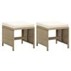 vidaXL havetaburetter 2 stk. med hynder polyrattan beige