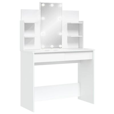 vidaXL makeupbord med LED-lys 96x40x142 cm hvid