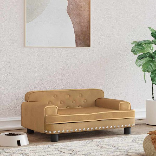 vidaXL hundeseng 70x45x30 cm velour brun