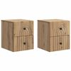 vidaXL V&aelig;gh&aelig;ngt Natbord med skuffe 2 pcs Artisan-eg 33 x 34,5 x 40 cm