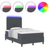vidaXL LED Box Spring Bed M&oslash;rkegr&aring; og Hvid 120 x 200 cm Velourstof