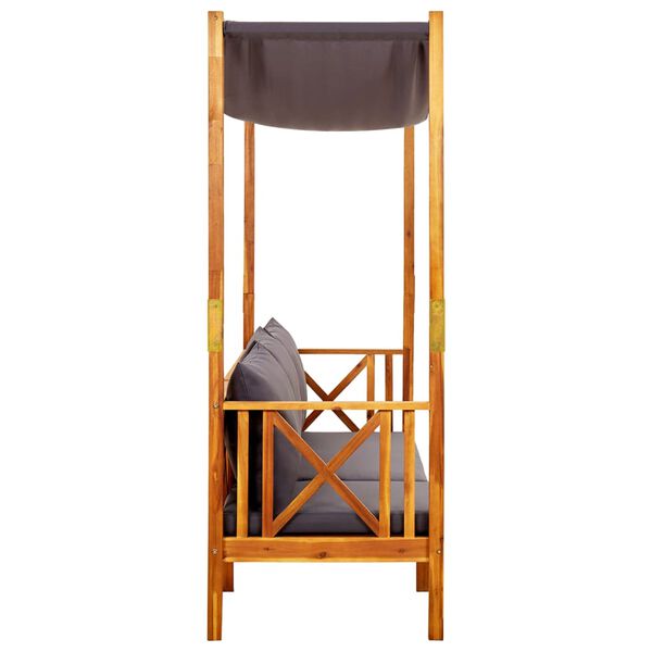 vidaXL havebænk med baldakin og fodskamler massivt akacietræ