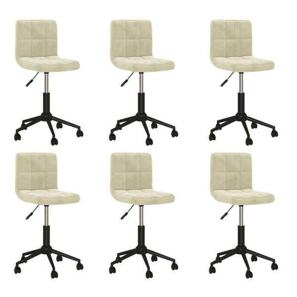 vidaXL drejelige spisebordsstole 6 stk. fløjl cremefarvet