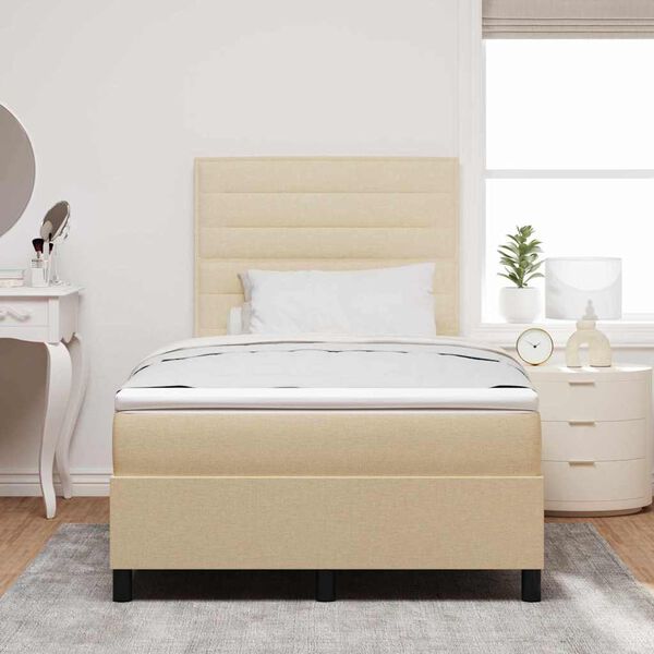 vidaXL Box spring seng med madras Creme 120 x 190 cm Stof